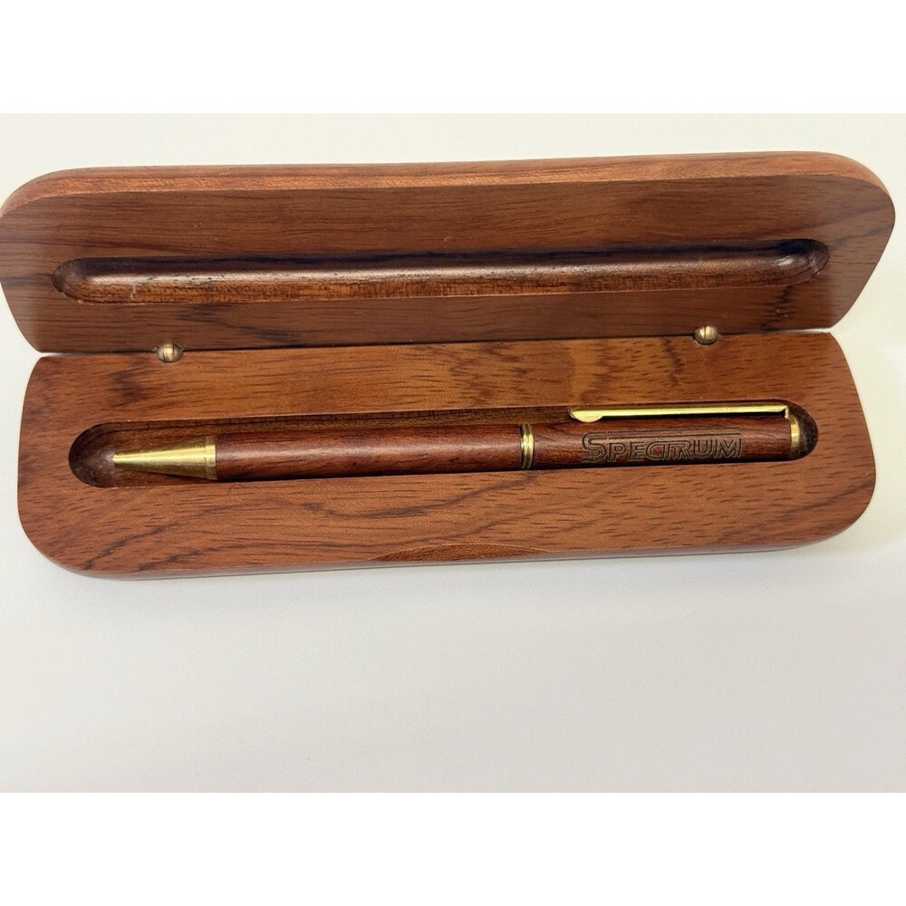 Spectrum Wooden Pen with Wooden Presentation Box Gold Tone Trim